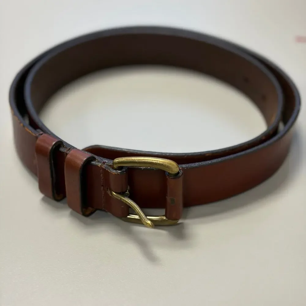 L.L. Bean Men's Brown Leather Rugged Roller Buckle Belt Outdoor Hunting 44